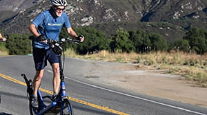 Person using the EliptiGO outdoor elliptical bike