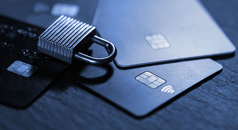 Credit card images with a padlock on top