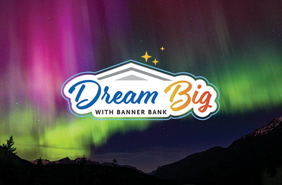 Dream big logo over Northern Lights