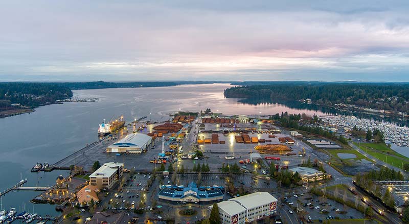 Olympia, Washington waterfront at sunset
