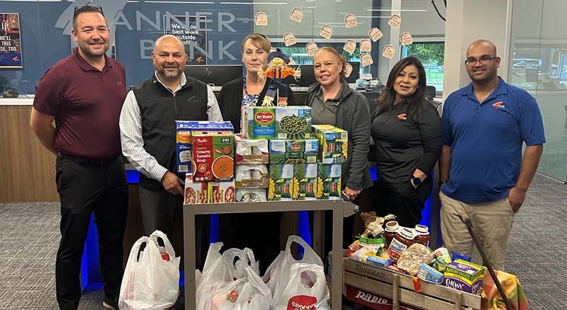Sacramento team with collected food
