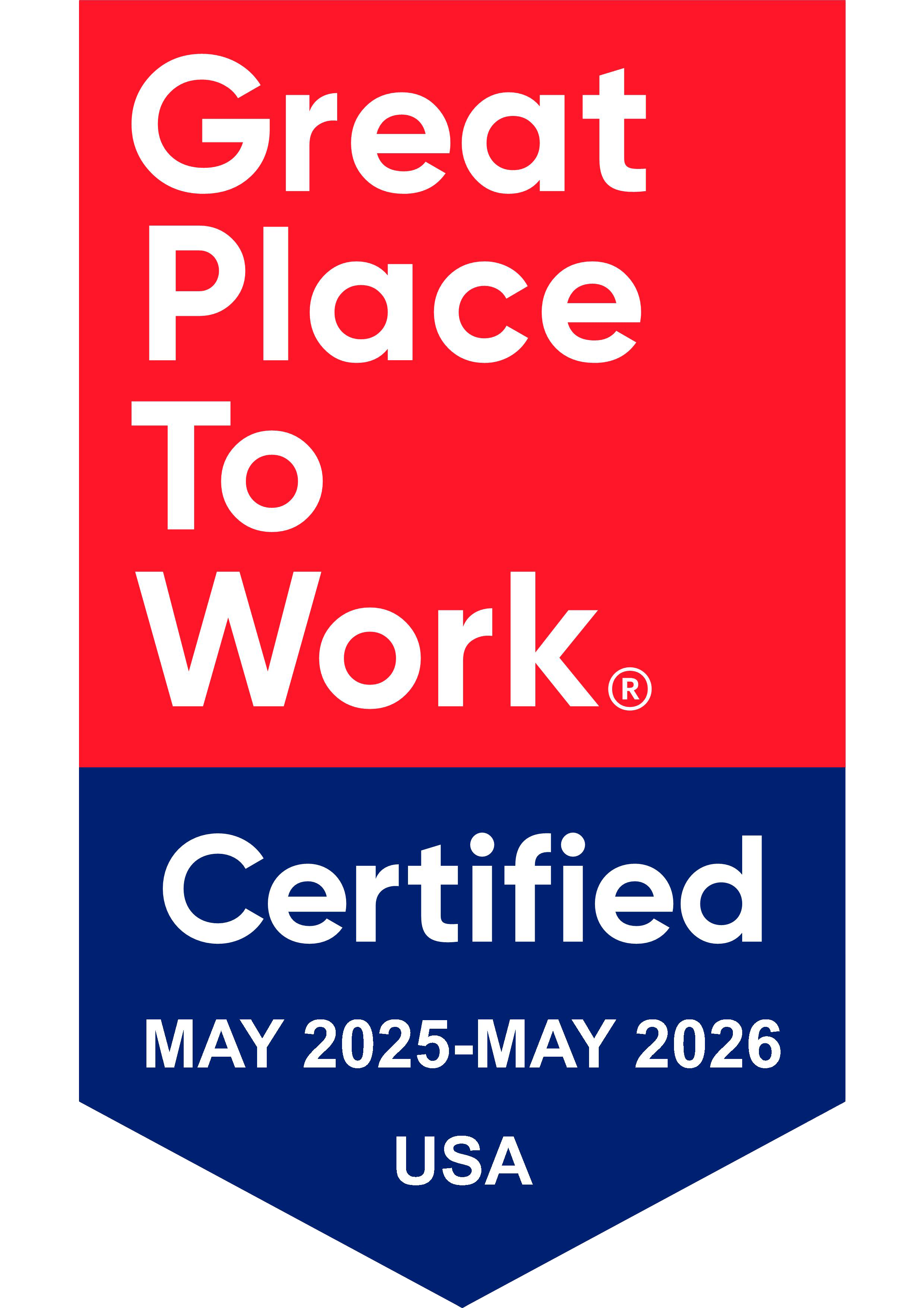 Great place to work certified May 2025-May 2026 logo