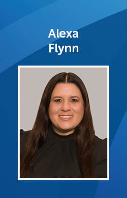 Photo of Alexa Flynn and her name over banner sails