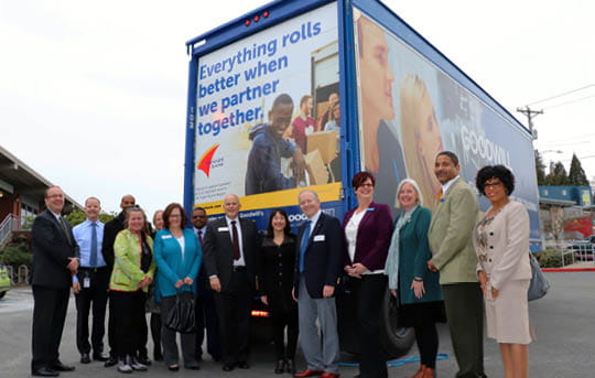 Goodwill and Banner staff unveiling new Goodwill truck