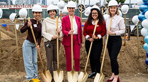 Hollywood Community Housing groundbreaking ceremony with shovels in the dirt