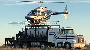Northwind Avation helicopter on a truck