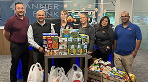 Team members in Northern California with collected food