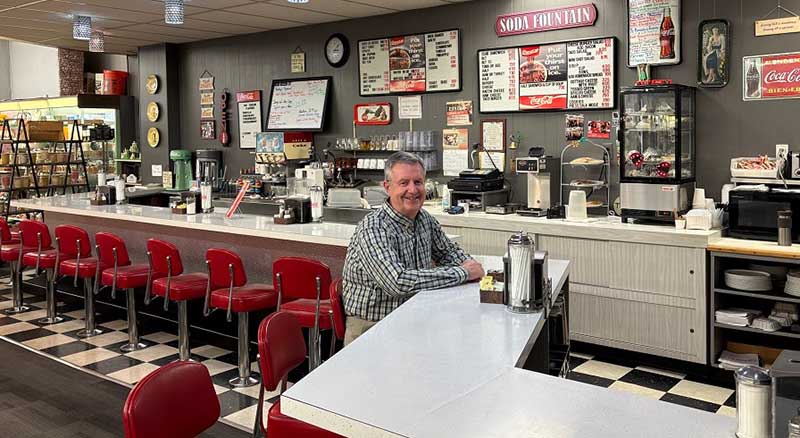 Hermiston Drug owner Bob at the soda fountain