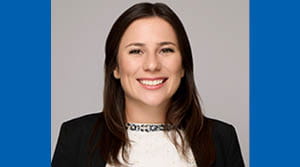 Photo of Colleen O'Hara on a blue background