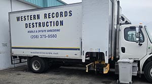 Western Records Destruction truck and shred bin