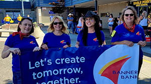 Eagle Point Branch team members with a Banner Bank sign