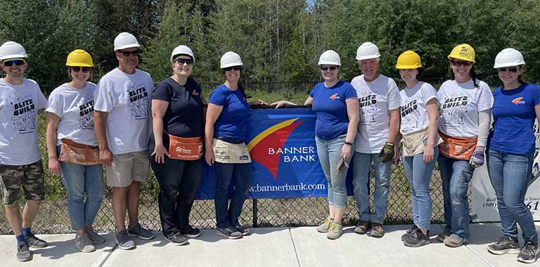 Banner Bank employees volunteering at a community event