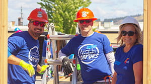 Banner employees volunteering with Habitat for Humanity Blitz Build