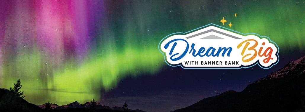 Dream big logo over Northern Lights