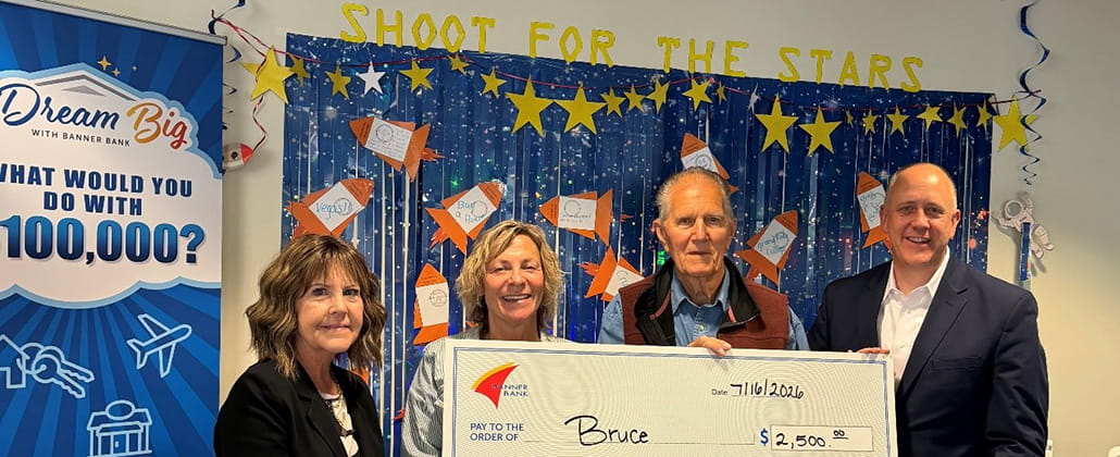 Dream Big $2,500 check presentation to Bruce