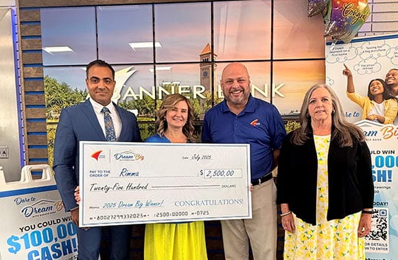 Dream big winner check presentation