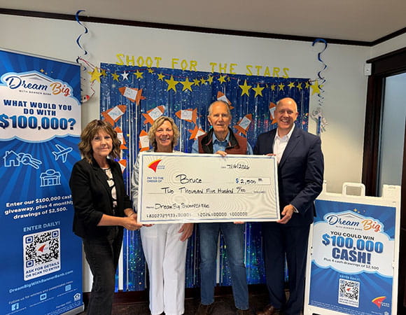 Dream Big $2,500 check presentation to Bruce
