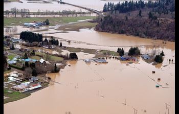 A town flooded