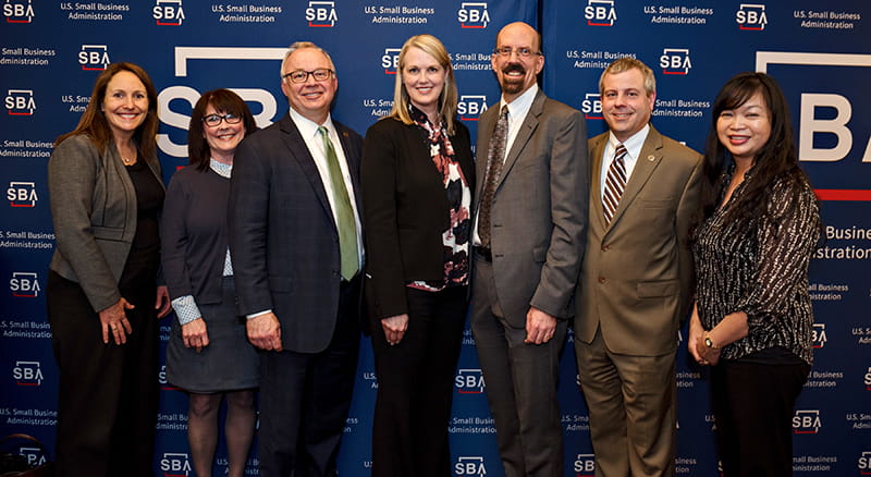 Banner Bank employees posing for a picture at the SBA Awards Gala in Seattle