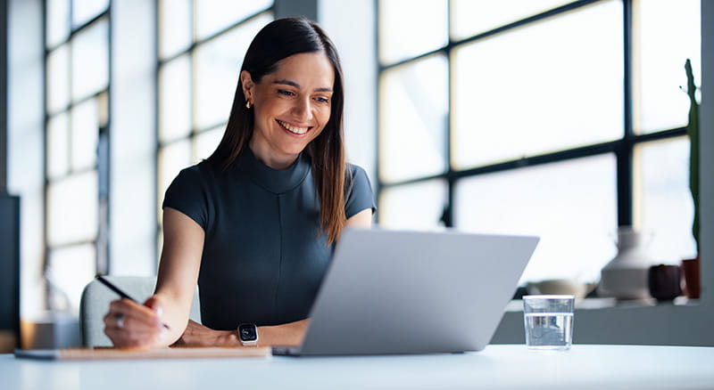 Person on a laptop in an office