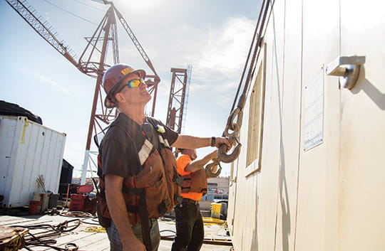 Construction workers on worksite