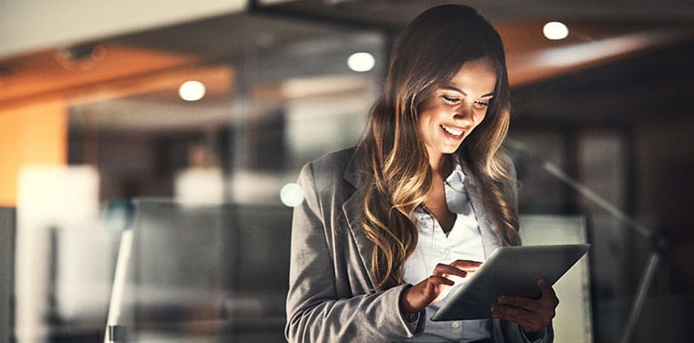 Person using tablet in office