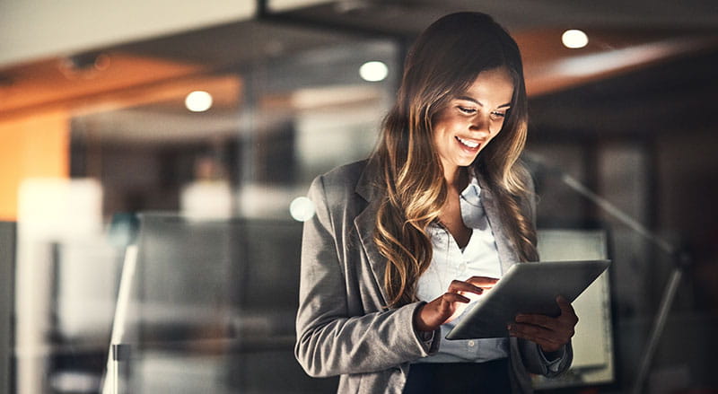 Person using tablet in office