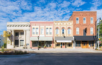 Outside of retail buildings