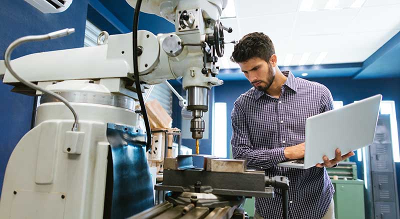Person looking at equipment