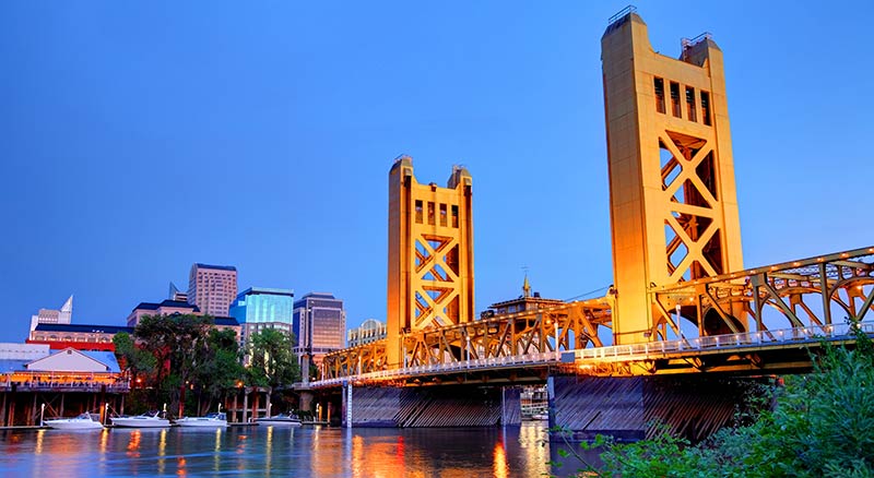 Sacramento bridge at night