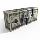 $100 bill in shape of a brick made up of smaller blocks