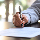 Hand signing terms paperwork