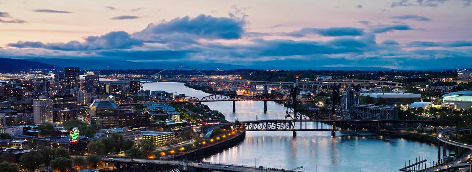 Portland, Oregon skyline and bridges