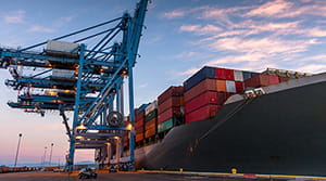 Cargo and shipping containers at port