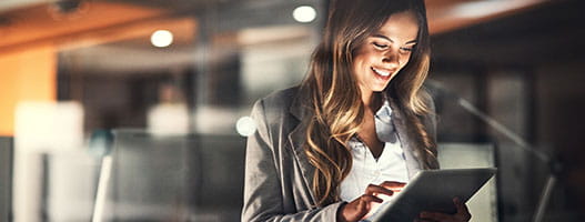 Person looking at tablet in an office