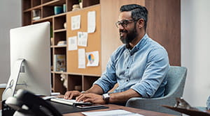 Person working at computer in office