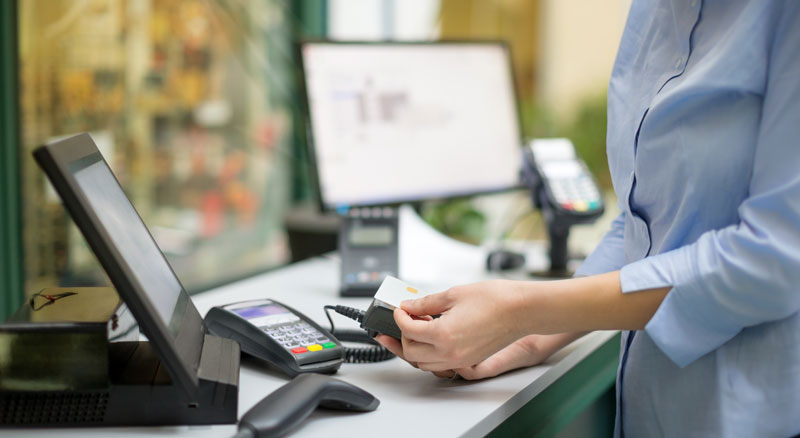 Woman processes a check