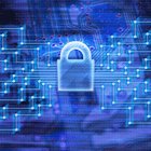 Icon of a lock over fiber wires
