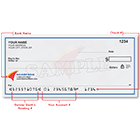 How to identify bank routing number, the first 9 digits on the left, and account number on a check, the middle set of numbers
