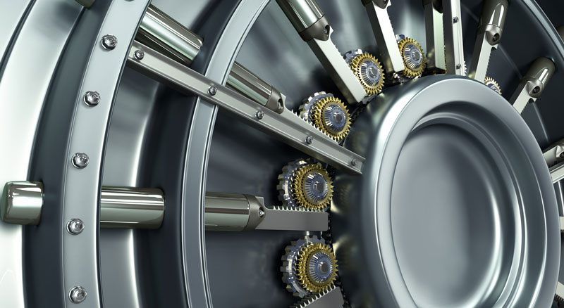 Close up image of bank safe