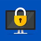 Computer screen with secure lock icon