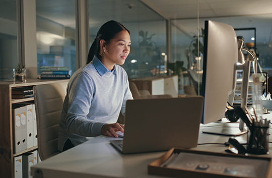 Person on computer in an office
