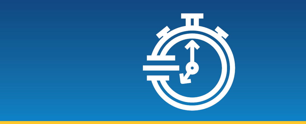 Timer icon on a blue background