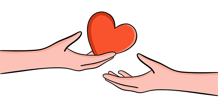 illustration of two hands sharing a heart