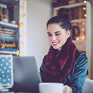 Woman working on laptop