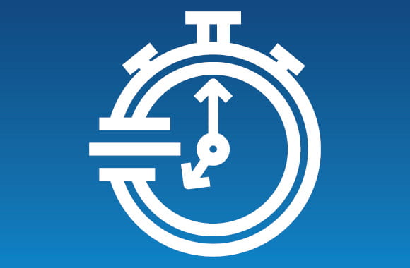 Timer icon on a blue background