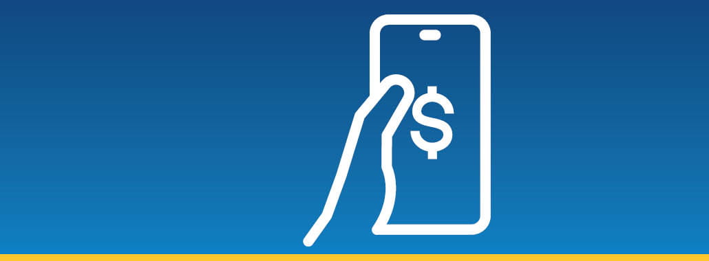 Phone icon with dollar sign on blue gradient
