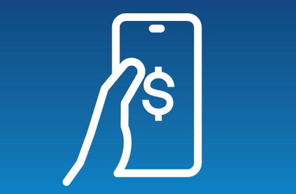Phone icon with dollar sign on blue gradient
