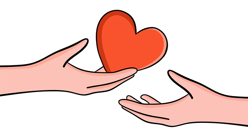 illustration of two hands sharing a heart
