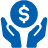 hands holding dollar icon